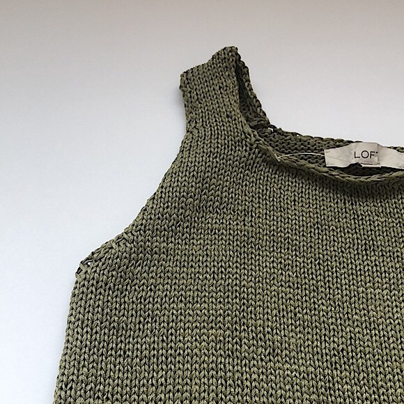 NWOT Damaged Loft Square Neck Sweater Knit Tank Top In Olive Green Size Small - Picture 4 of 13